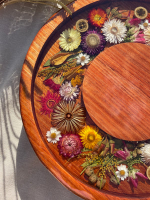 *PRE ORDER ~ Lazy Susan Floral Round Natives Natural 35cm