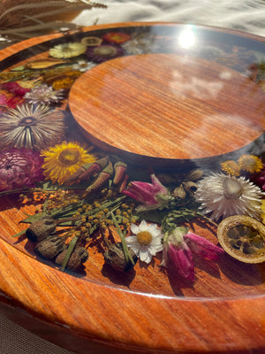 *PRE ORDER ~ Lazy Susan Floral Round Natives Natural 35cm